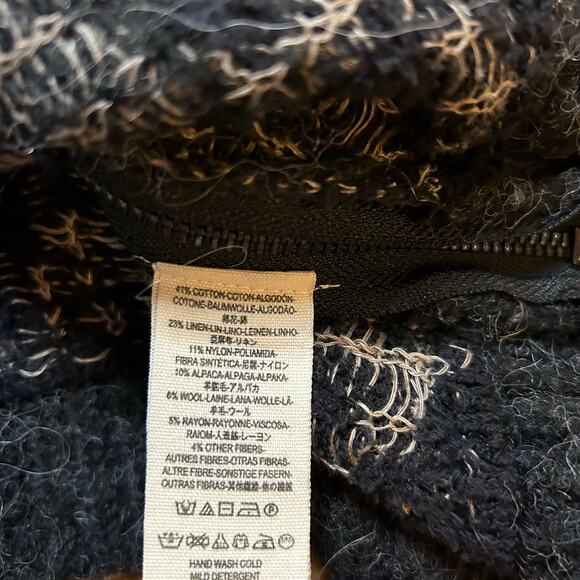 Free People Sweater Womens XS Gray Tan Floral Fields Alpaca Linen Wool Bohemian - Picture 6 of 7